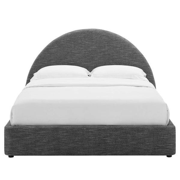 Modway Furniture Resort Upholstered Full Platform Bed with Arched Headboard - Modern Comfort & Durable Support Heathered Weave Slate MOD-7130-HSL