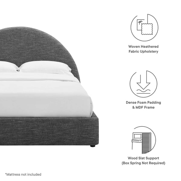 Modway Furniture Resort Upholstered Full Platform Bed with Arched Headboard - Modern Comfort & Durable Support Heathered Weave Slate MOD-7130-HSL