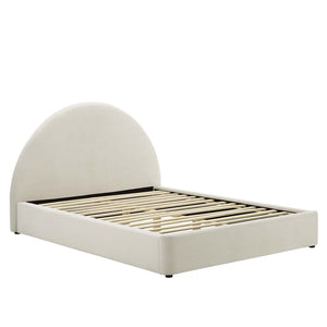 Modway Furniture Resort Performance Velvet Arched Platform Bed - Modern Comfort for Stylish Bedroom Retreats Alabaster MOD-7131-ALA