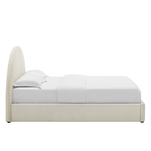 Modway Furniture Resort Performance Velvet Arched Platform Bed - Modern Comfort for Stylish Bedroom Retreats Alabaster MOD-7131-ALA