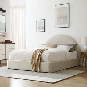 Modway Furniture Resort Performance Velvet Arched Platform Bed - Modern Comfort for Stylish Bedroom Retreats Alabaster MOD-7131-ALA
