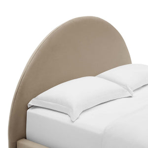 Modway Furniture Resort Performance Velvet Arched Platform Bed - Modern Comfort for Stylish Bedroom Retreats Taupe MOD-7131-TAU