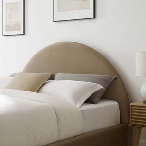 Modway Furniture Resort Performance Velvet Arched Platform Bed - Modern Comfort for Stylish Bedroom Retreats Taupe MOD-7131-TAU