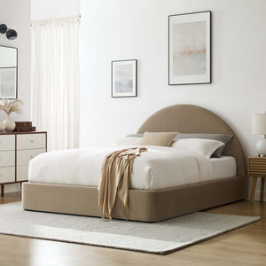 Modway Furniture Resort Performance Velvet Arched Platform Bed - Modern Comfort for Stylish Bedroom Retreats Taupe MOD-7131-TAU