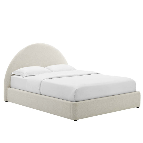 Modway Furniture Resort Upholstered Arched Queen Platform Bed - Stylish Comfort, Modern Design, No Box Spring Needed Heathered Weave Ivory MOD-7132-HEI