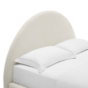 Modway Furniture Resort Modern Performance Velvet Queen Platform Bed - Luxurious Arched Design with Supportive Comfort Alabaster MOD-7133-ALA