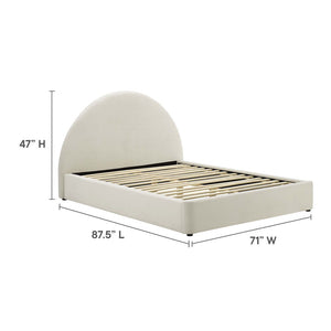 Modway Furniture Resort Modern Performance Velvet Queen Platform Bed - Luxurious Arched Design with Supportive Comfort Alabaster MOD-7133-ALA