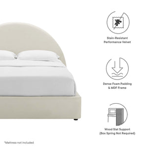 Modway Furniture Resort Modern Performance Velvet Queen Platform Bed - Luxurious Arched Design with Supportive Comfort Alabaster MOD-7133-ALA
