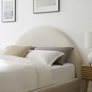 Modway Furniture Resort Modern Performance Velvet Queen Platform Bed - Luxurious Arched Design with Supportive Comfort Alabaster MOD-7133-ALA