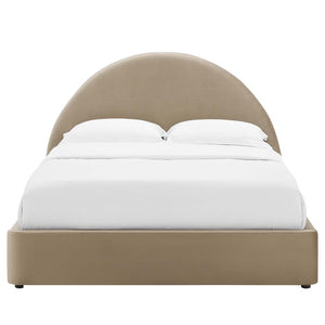 Modway Furniture Resort Modern Performance Velvet Queen Platform Bed - Luxurious Arched Design with Supportive Comfort Taupe MOD-7133-TAU