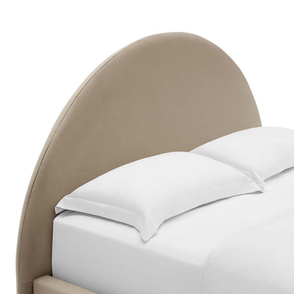 Modway Furniture Resort Modern Performance Velvet Queen Platform Bed - Luxurious Arched Design with Supportive Comfort Taupe MOD-7133-TAU