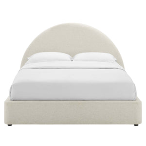 Modway Furniture Resort Upholstered King Platform Bed with Arched Headboard for Contemporary Comfort & Style Heathered Weave Ivory MOD-7134-HEI