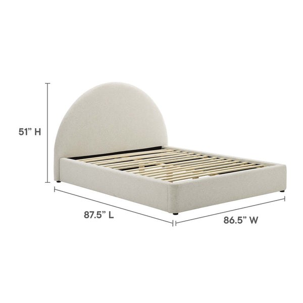Modway Furniture Resort Upholstered King Platform Bed with Arched Headboard for Contemporary Comfort & Style Heathered Weave Ivory MOD-7134-HEI
