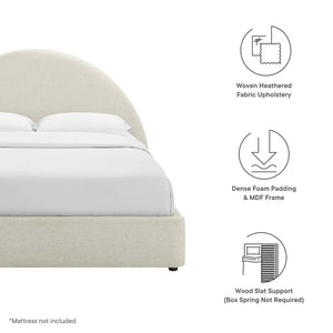 Modway Furniture Resort Upholstered King Platform Bed with Arched Headboard for Contemporary Comfort & Style Heathered Weave Ivory MOD-7134-HEI