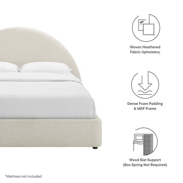 Modway Furniture Resort Upholstered King Platform Bed with Arched Headboard for Contemporary Comfort & Style Heathered Weave Ivory MOD-7134-HEI