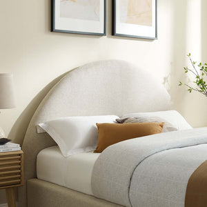 Modway Furniture Resort Upholstered King Platform Bed with Arched Headboard for Contemporary Comfort & Style Heathered Weave Ivory MOD-7134-HEI