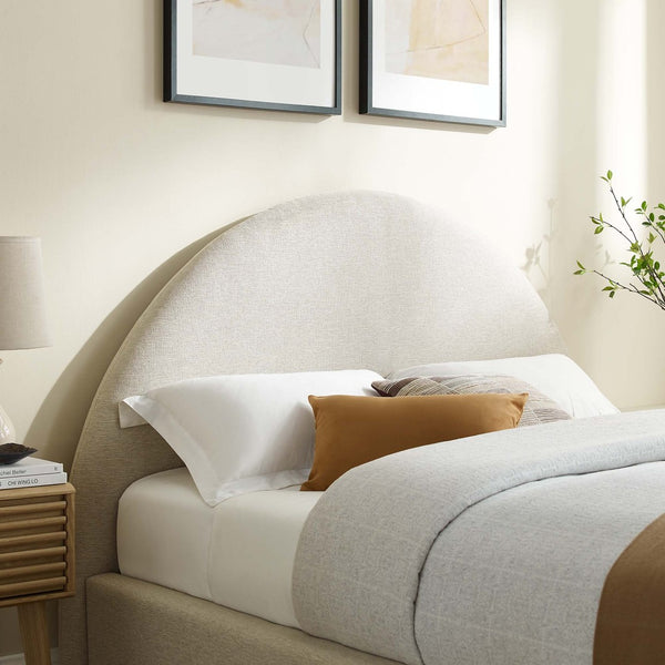 Modway Furniture Resort Upholstered King Platform Bed with Arched Headboard for Contemporary Comfort & Style Heathered Weave Ivory MOD-7134-HEI