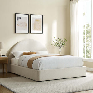 Modway Furniture Resort Upholstered King Platform Bed with Arched Headboard for Contemporary Comfort & Style Heathered Weave Ivory MOD-7134-HEI