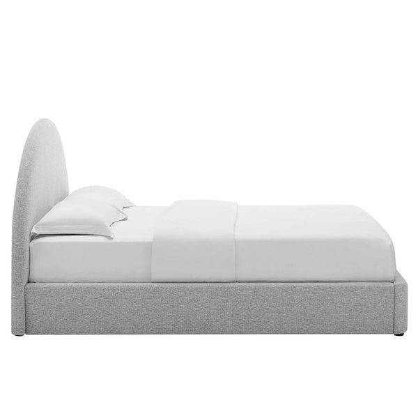 Modway Furniture Resort Upholstered King Platform Bed with Arched Headboard for Contemporary Comfort & Style Heathered Weave Light Gray MOD-7134-HLG