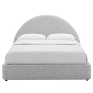 Modway Furniture Resort Upholstered King Platform Bed with Arched Headboard for Contemporary Comfort & Style Heathered Weave Light Gray MOD-7134-HLG