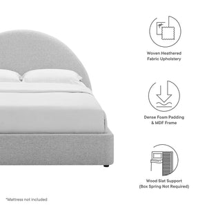 Modway Furniture Resort Upholstered King Platform Bed with Arched Headboard for Contemporary Comfort & Style Heathered Weave Light Gray MOD-7134-HLG