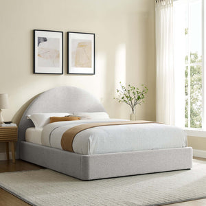 Modway Furniture Resort Upholstered King Platform Bed with Arched Headboard for Contemporary Comfort & Style Heathered Weave Light Gray MOD-7134-HLG