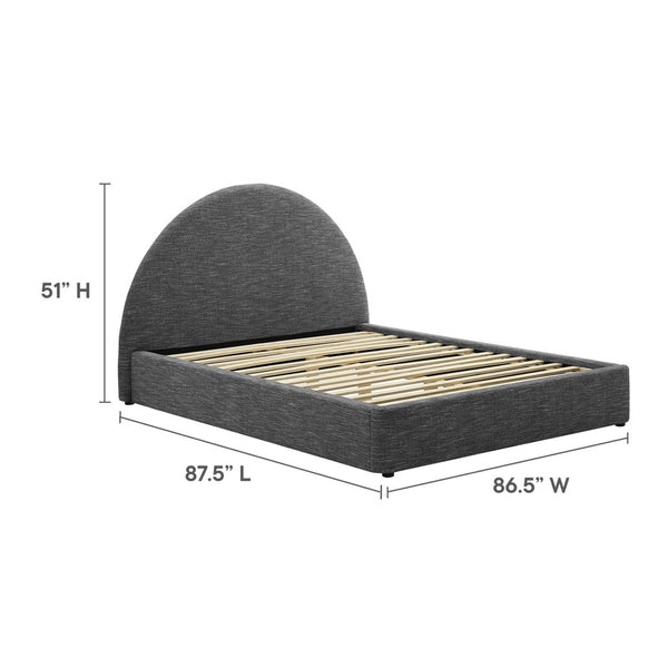 Modway Furniture Resort Upholstered King Platform Bed with Arched Headboard for Contemporary Comfort & Style Heathered Weave Slate MOD-7134-HSL