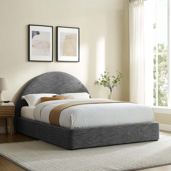 Modway Furniture Resort Upholstered King Platform Bed with Arched Headboard for Contemporary Comfort & Style Heathered Weave Slate MOD-7134-HSL