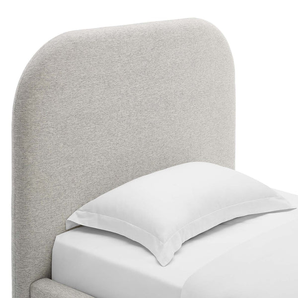 Modway Furniture Keynote Upholstered Fabric Curved Twin Platform Bed – Modern Comfort with Stylish Support & Durability Heathered Weave Light Gray MOD-7136-HLG