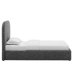Modway Furniture Keynote Upholstered Fabric Curved Twin Platform Bed – Modern Comfort with Stylish Support & Durability Heathered Weave Slate MOD-7136-HSL
