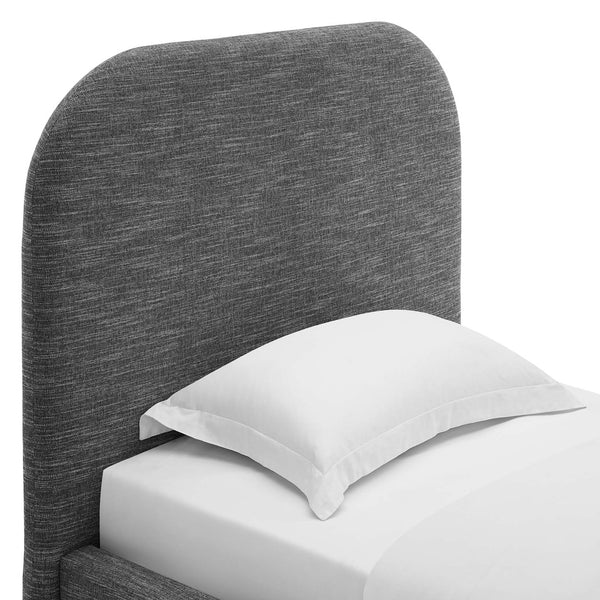 Modway Furniture Keynote Upholstered Fabric Curved Twin Platform Bed – Modern Comfort with Stylish Support & Durability Heathered Weave Slate MOD-7136-HSL