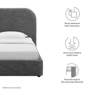 Modway Furniture Keynote Upholstered Fabric Curved Twin Platform Bed – Modern Comfort with Stylish Support & Durability Heathered Weave Slate MOD-7136-HSL
