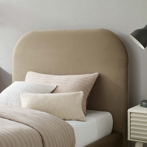 Modway Furniture Keynote Twin Platform Bed - Modern Curved Velvet Frame for Kids & Guest Rooms, Easy Assembly, Durable Design Taupe MOD-7137-TAU