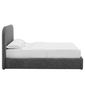 Modway Furniture Keynote Upholstered King Platform Bed - Curved Headboard, Foam Padding, Modern Design for Comfort Heathered Weave Slate MOD-7142-HSL