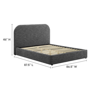 Modway Furniture Keynote Upholstered King Platform Bed - Curved Headboard, Foam Padding, Modern Design for Comfort Heathered Weave Slate MOD-7142-HSL