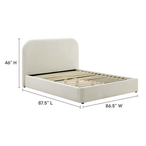 Modway Furniture Keynote Performance Velvet Curved King Platform Bed - Luxurious Design for Modern Bedrooms Alabaster MOD-7143-ALA
