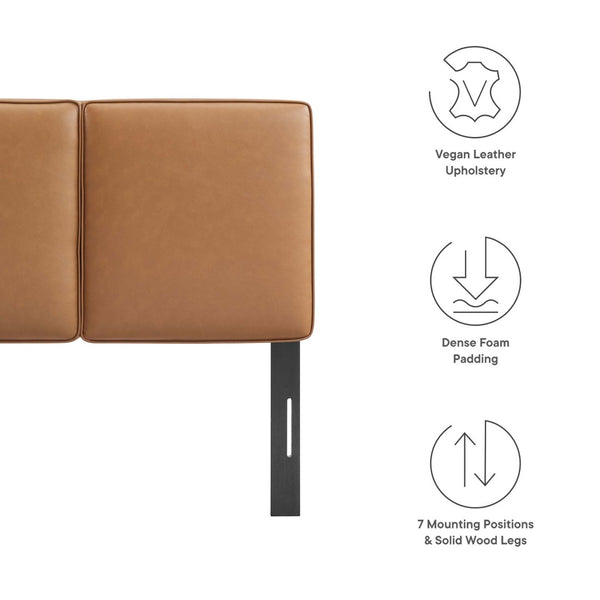 Modway Furniture Lindee Vegan Leather Twin Headboard - Elegant Tan with Plush Padding, Modern Design for Cozy Spaces MOD-7144-TAN