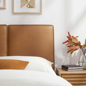 Modway Furniture Lindee Vegan Leather Twin Headboard - Elegant Tan with Plush Padding, Modern Design for Cozy Spaces MOD-7144-TAN