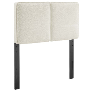 Modway Furniture Lindee Boucle Fabric Twin Headboard - Cozy Pillow-Style with French Piping, Ideal for Small Spaces Cream MOD-7145-CRM