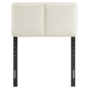 Modway Furniture Lindee Boucle Fabric Twin Headboard - Cozy Pillow-Style with French Piping, Ideal for Small Spaces Cream MOD-7145-CRM