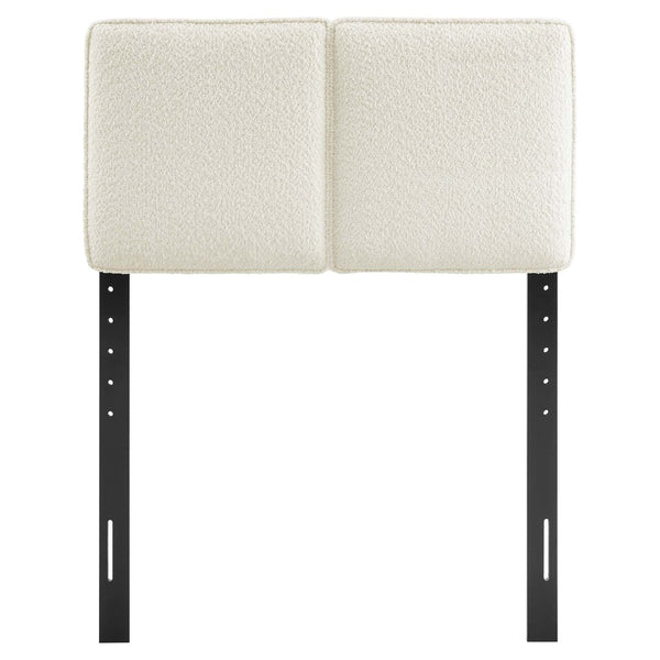 Modway Furniture Lindee Boucle Fabric Twin Headboard - Cozy Pillow-Style with French Piping, Ideal for Small Spaces Cream MOD-7145-CRM