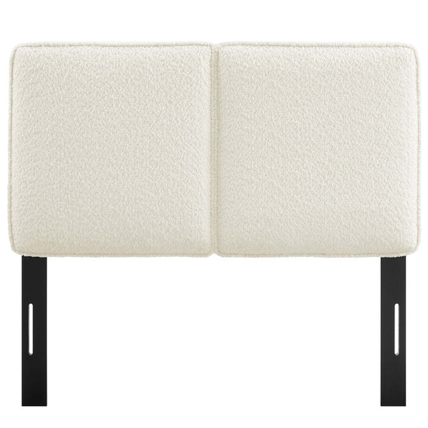 Modway Furniture Lindee Boucle Fabric Twin Headboard - Cozy Pillow-Style with French Piping, Ideal for Small Spaces Cream MOD-7145-CRM