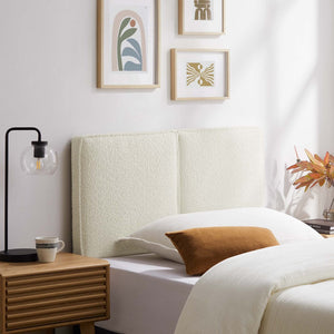 Modway Furniture Lindee Boucle Fabric Twin Headboard - Cozy Pillow-Style with French Piping, Ideal for Small Spaces Cream MOD-7145-CRM