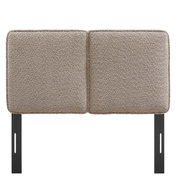 Modway Furniture Lindee Boucle Fabric Twin Headboard - Cozy Pillow-Style with French Piping, Ideal for Small Spaces Oatmeal MOD-7145-OAT