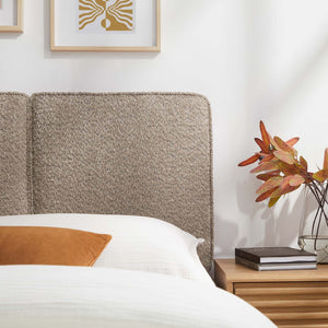 Modway Furniture Lindee Boucle Fabric Twin Headboard - Cozy Pillow-Style with French Piping, Ideal for Small Spaces Oatmeal MOD-7145-OAT