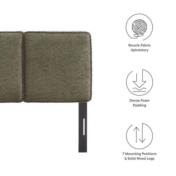 Modway Furniture Lindee Boucle Fabric Twin Headboard - Cozy Pillow-Style with French Piping, Ideal for Small Spaces Sage MOD-7145-SGE