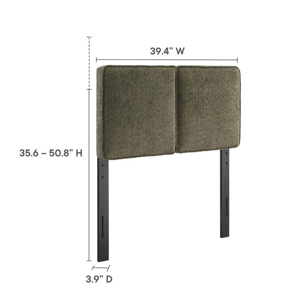 Modway Furniture Lindee Boucle Fabric Twin Headboard - Cozy Pillow-Style with French Piping, Ideal for Small Spaces Sage MOD-7145-SGE