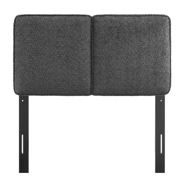 Modway Furniture Lindee Boucle Fabric Twin Headboard - Cozy Pillow-Style with French Piping, Ideal for Small Spaces Slate MOD-7145-SLA