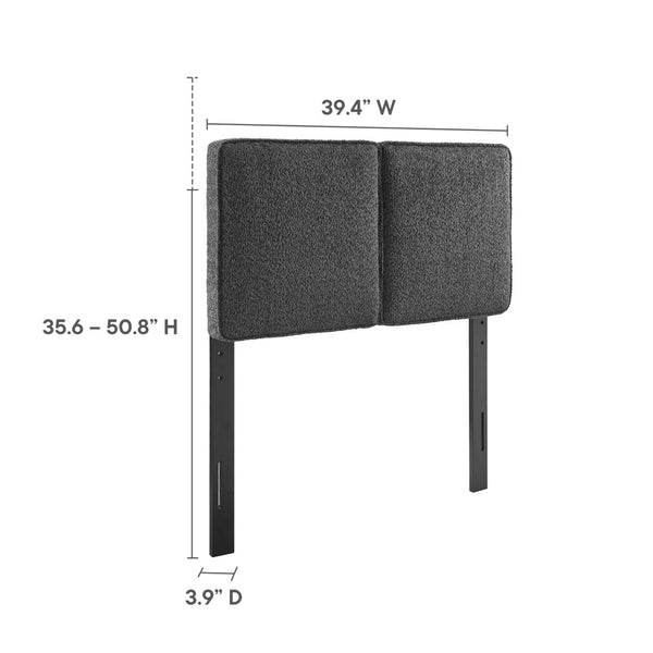 Modway Furniture Lindee Boucle Fabric Twin Headboard - Cozy Pillow-Style with French Piping, Ideal for Small Spaces Slate MOD-7145-SLA