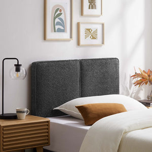Modway Furniture Lindee Boucle Fabric Twin Headboard - Cozy Pillow-Style with French Piping, Ideal for Small Spaces Slate MOD-7145-SLA